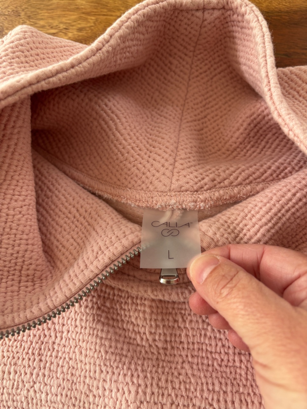 Calia Textured Half Zip Pullover - Pink - Large - Picture 4 of 6